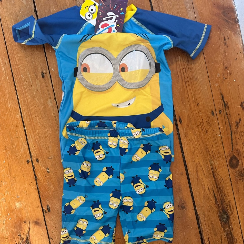 Universal Kids Minions Rashguard Set - Blue and Yellow